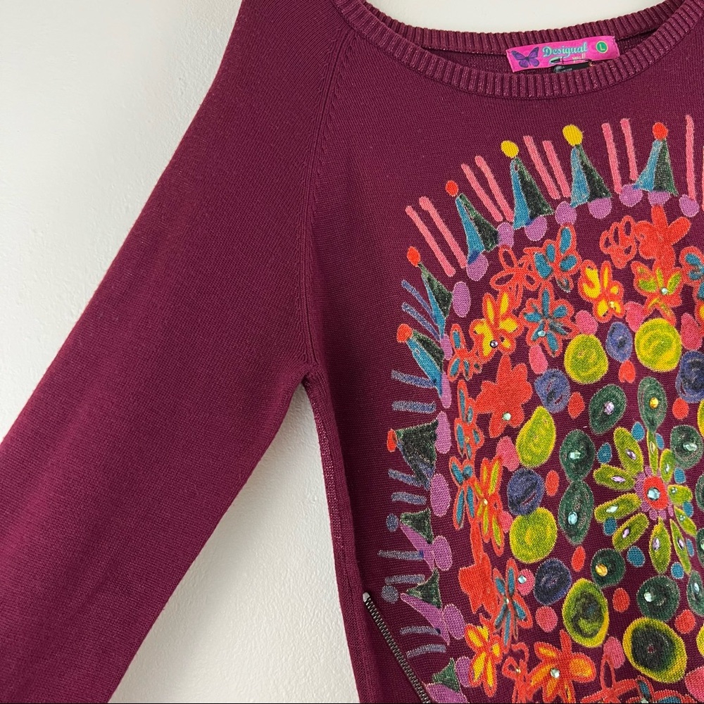 Desigual Eccentric Festive Long Sleeve Sweater Tunic L - Picture 4 of 11